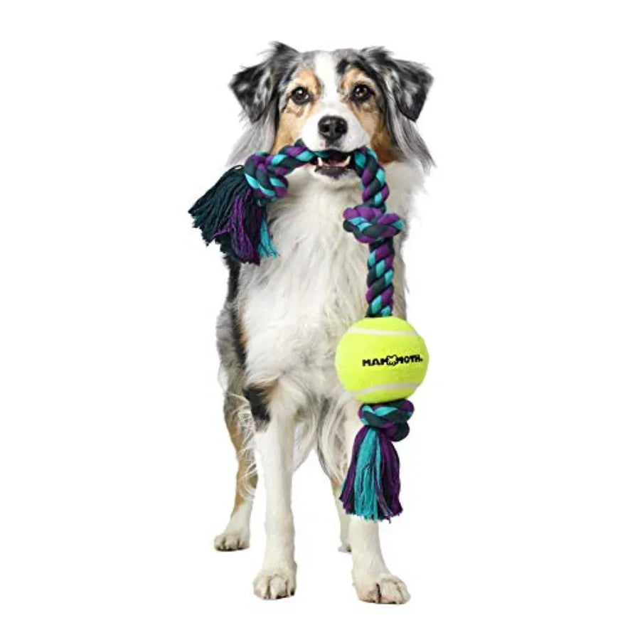 Premium Interactive Rope Tug Toy With Tennis Ball For Dogs