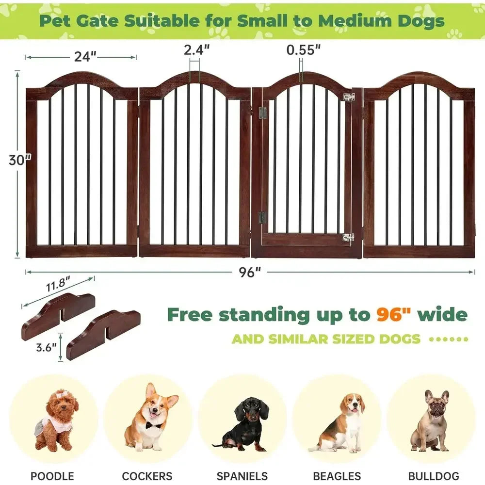 Expandable Acacia Wood Pet Gate With Door For Indoor Use