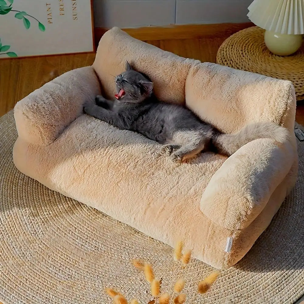 Plush Cat Sofa Bed Featuring Durable Support Frame