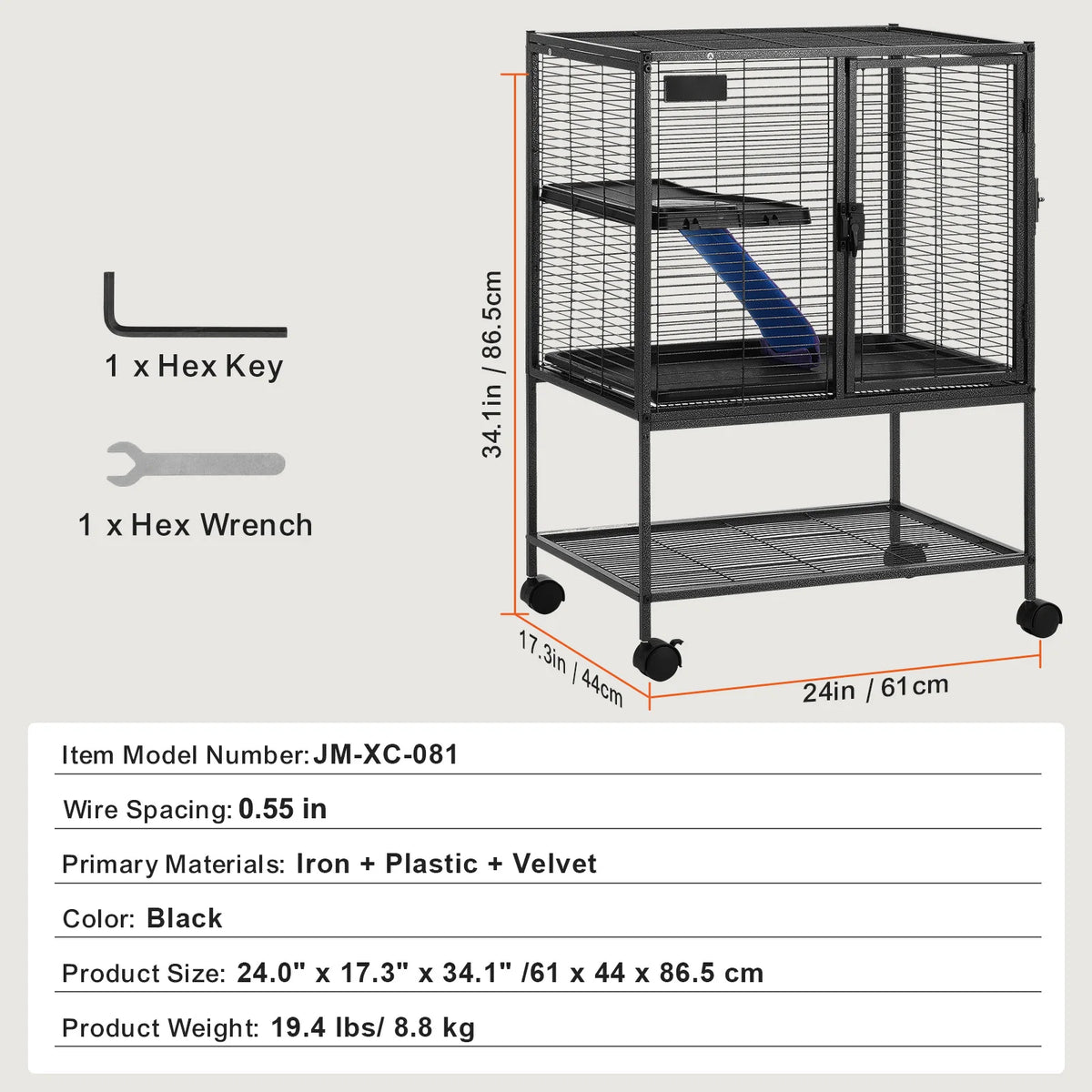 SucceBuy 4 Tier Rolling Metal Ferret Cage for Small Animals