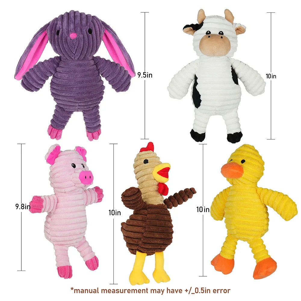 Plush Squeaky Dog Toy Assortment Bundle For Fun Chew Play