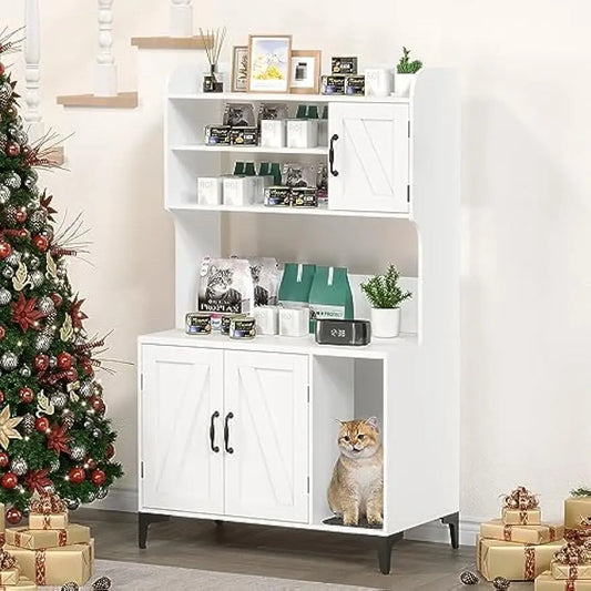 Garvee Wooden Cat Litter Box Enclosure With Storage Cabinet