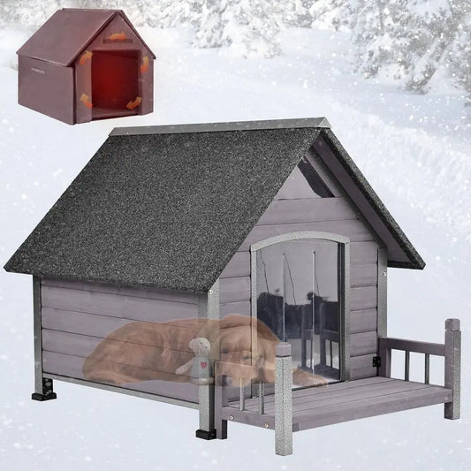 Weatherproof Insulated Dog House With Iron And Wood Frame