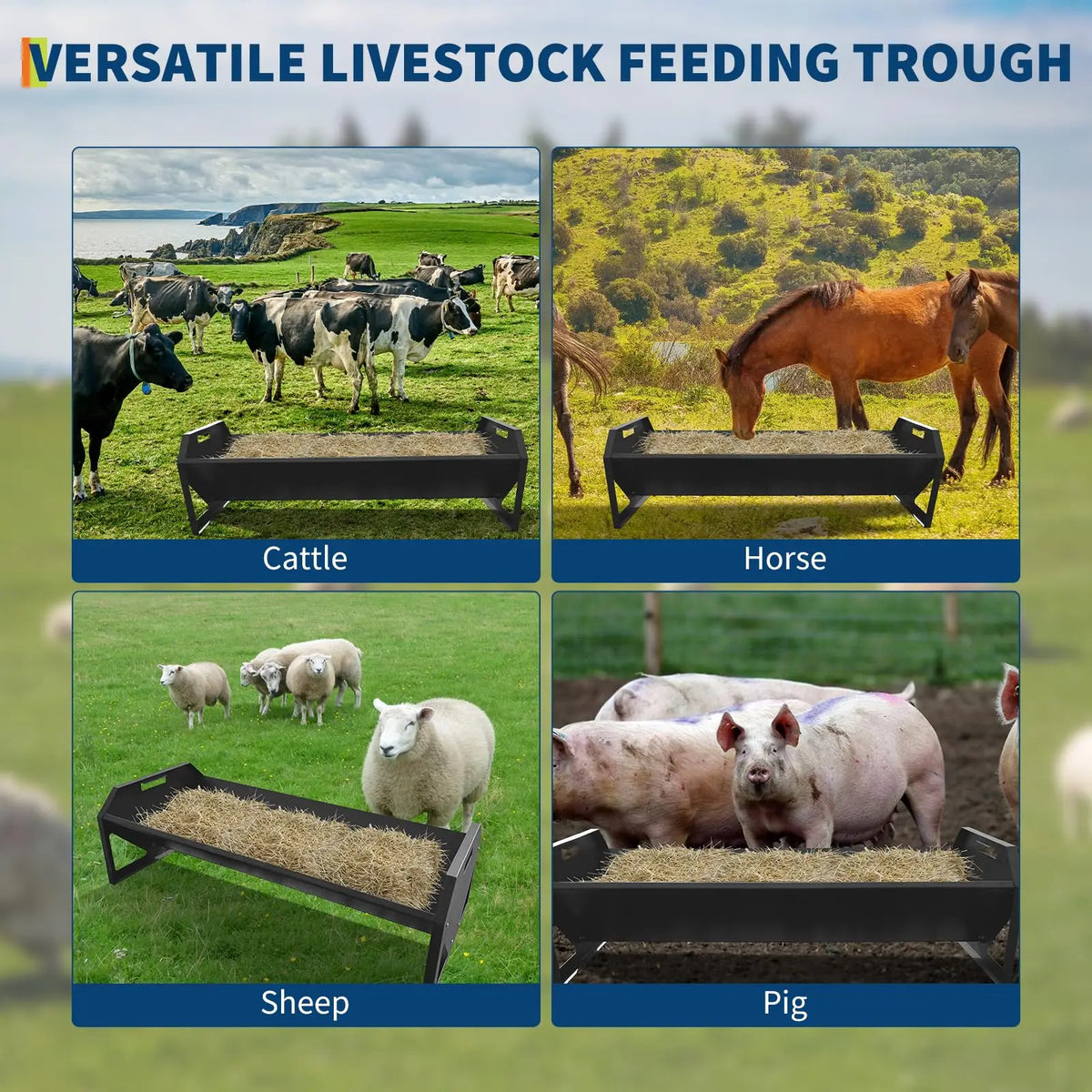 HiMISS Durable Galvanized Steel Livestock Hay Trough