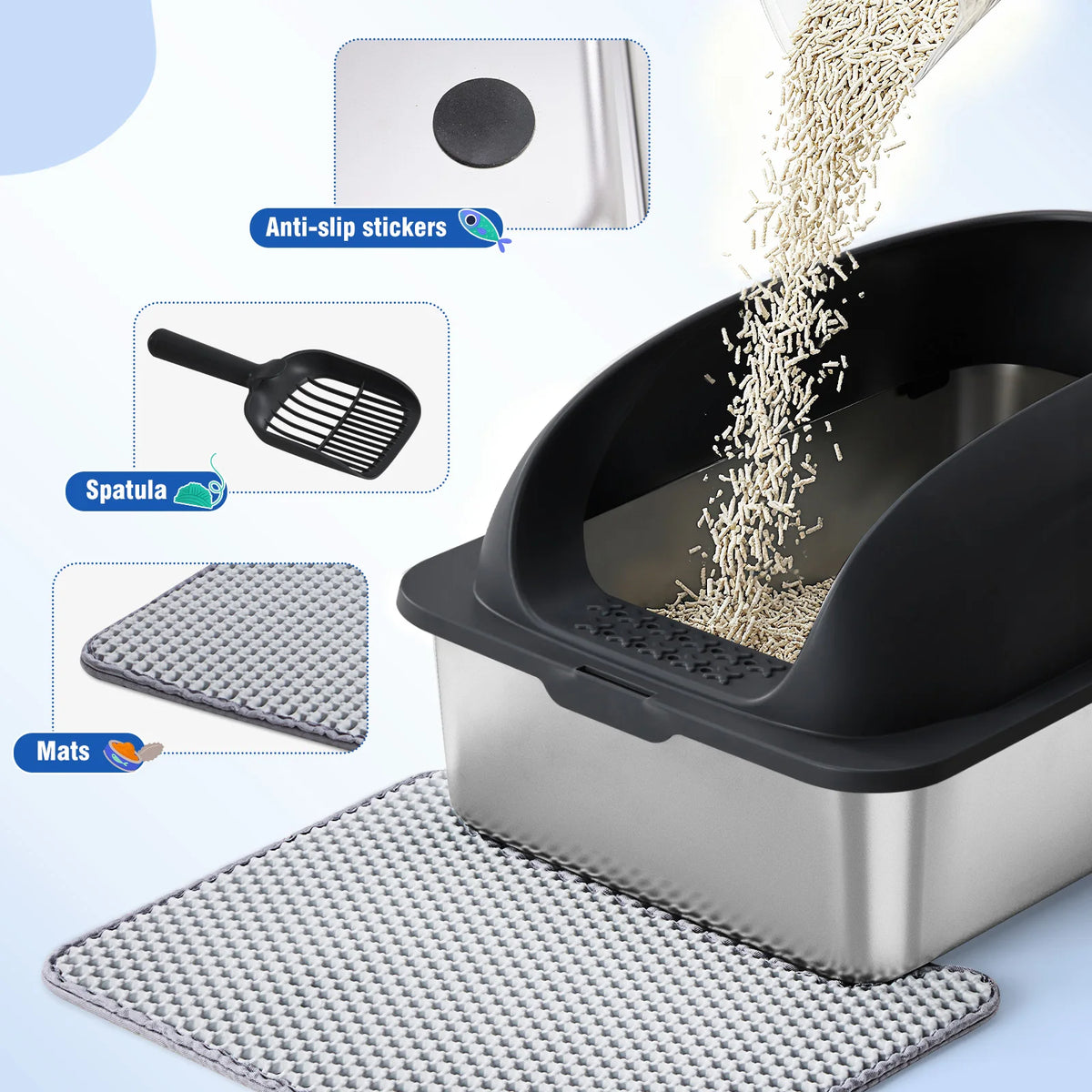 Stainless Steel Cat Litter Box With Lid And Easy Cleaning