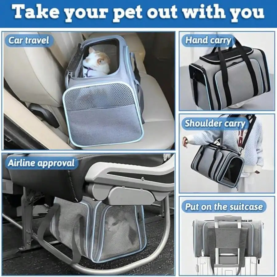 Airline Approved Soft Sided Pet Travel Carrier With Fleece Pad