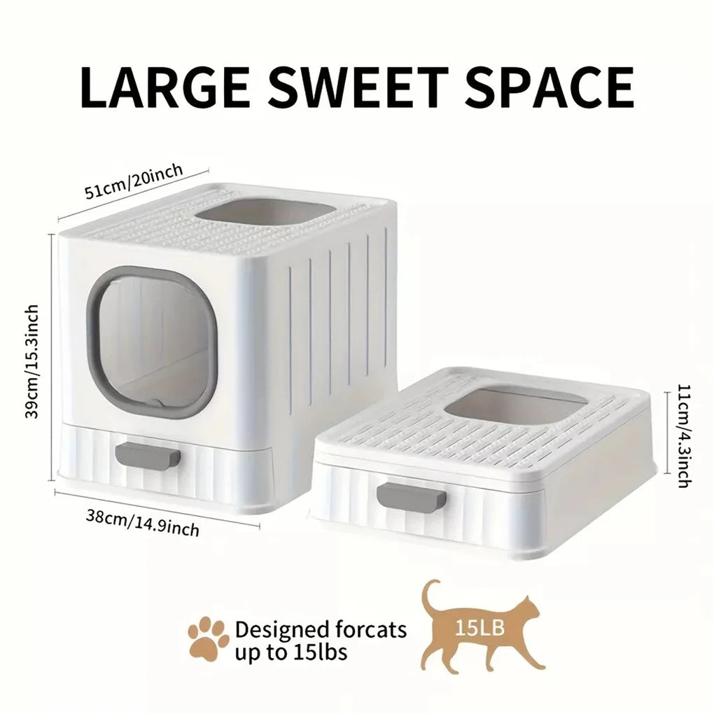 Enclosed Cat Litter Box With Pull Out Drawer And Scoop