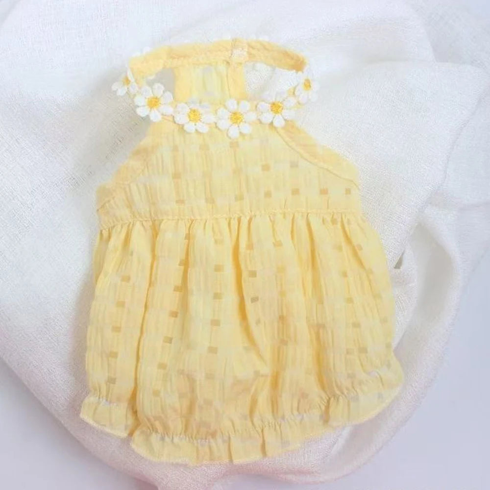 Breathable Floral Collar Pet Skirt For Small Dogs And Cats