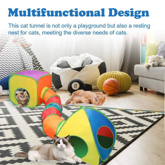 Interactive Collapsible Cat Tunnel And Play Cube Combo Set