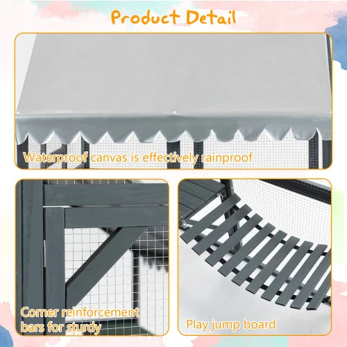 Spacious Outdoor Cat Enclosure With Weatherproof Roof And Dual Cabins