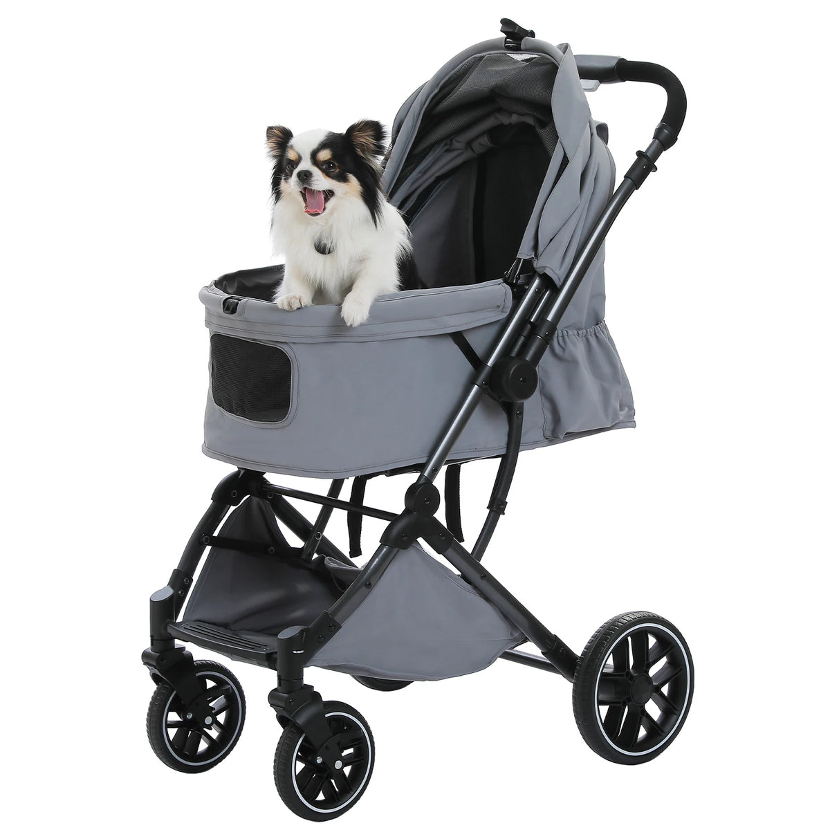 Pawz Road Foldable Pet Stroller With Basket And Cup Holder