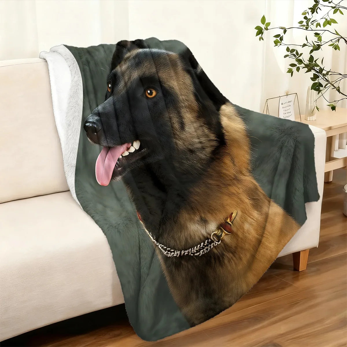 Belgian Malinois Print Flannel Throw Blanket Soft Cozy Warm Design