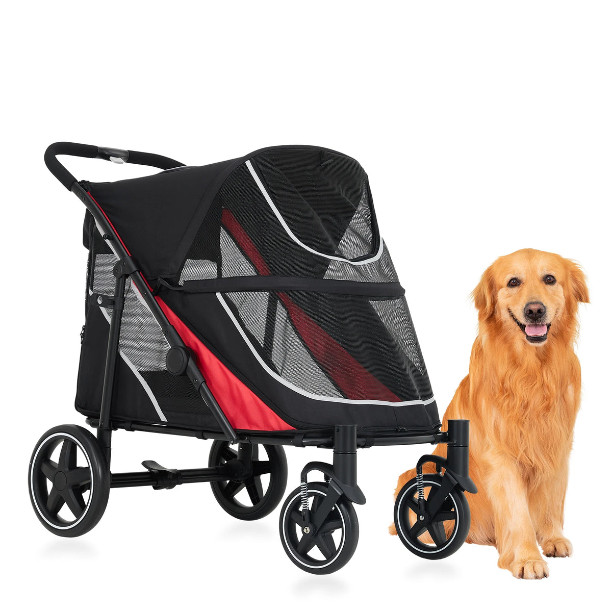 HiMiss Foldable All Terrain Pet Stroller With Washable Liner