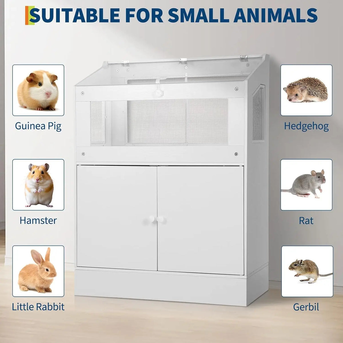 HiMiss Small Animal Cage With Storage Cabinet For Hamsters