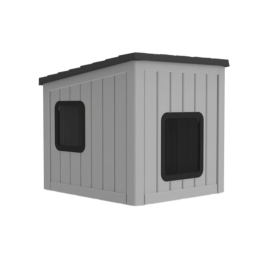 Outdoor Weather Resistant Plastic Pet Cabin With Sloped Roof