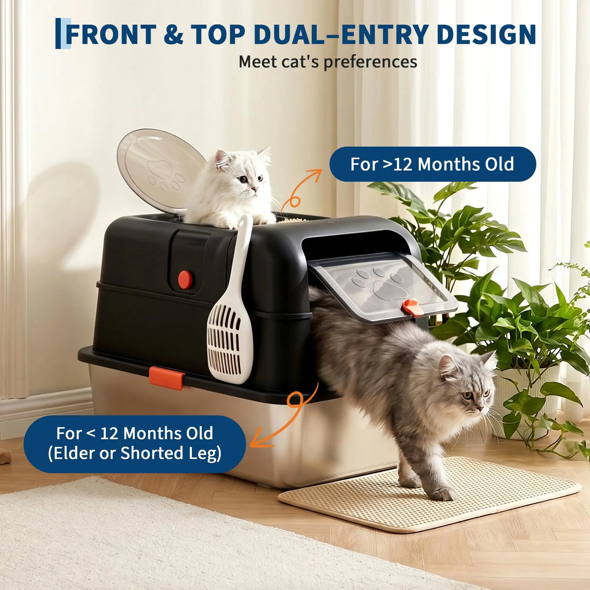 Studyset Enclosed Stainless Steel Litter Box with Lid Includes Scoop