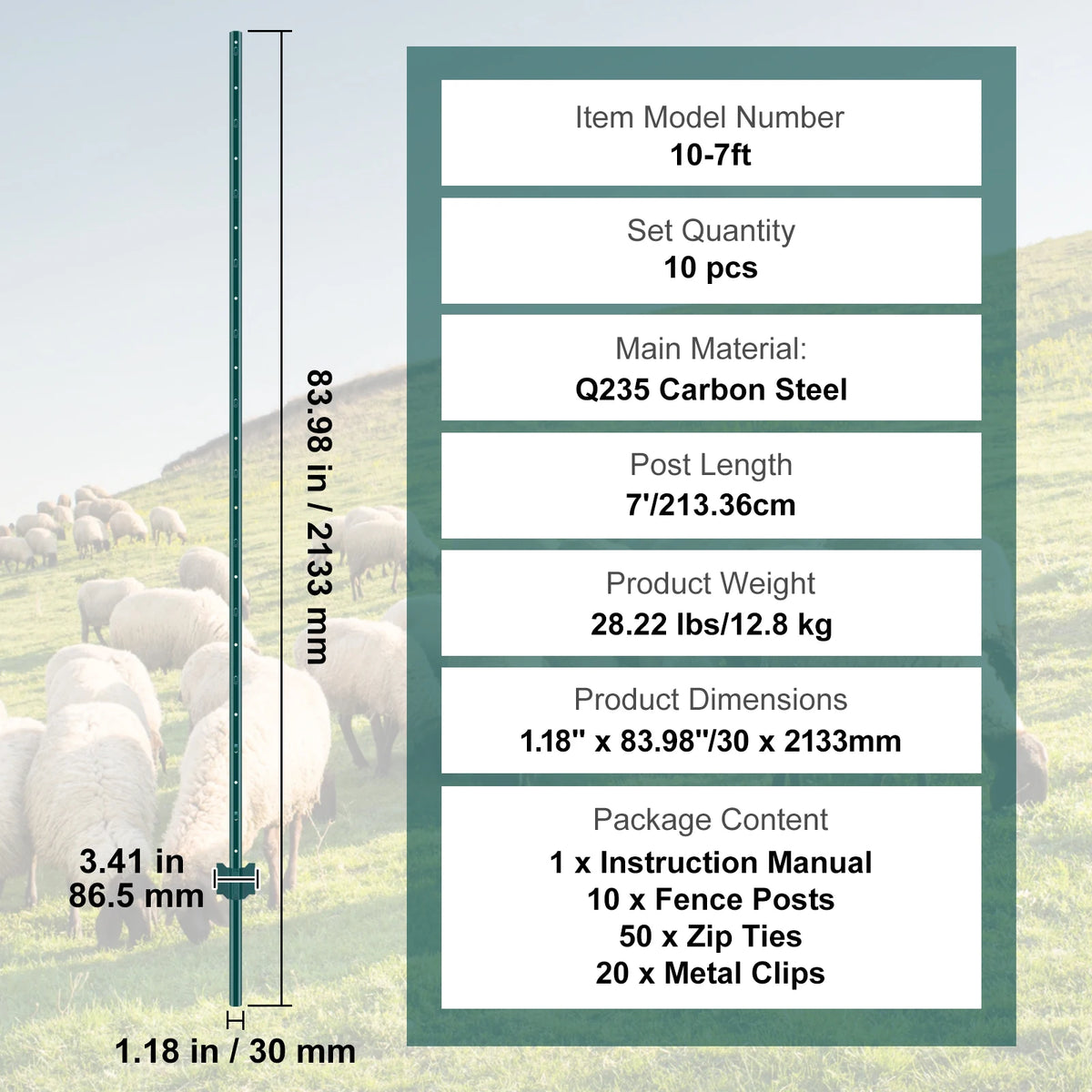 SucceBuy Fence Post T-Post Heavy Duty Metal Fence Posts Sturdy Steel Fence Stakes for GardenYard Lawn Farms&Outdoor Wire Fencing