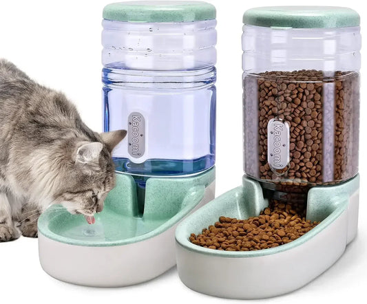 Automatic Dog And Cat Feeder With Gravity Water Dispenser Set