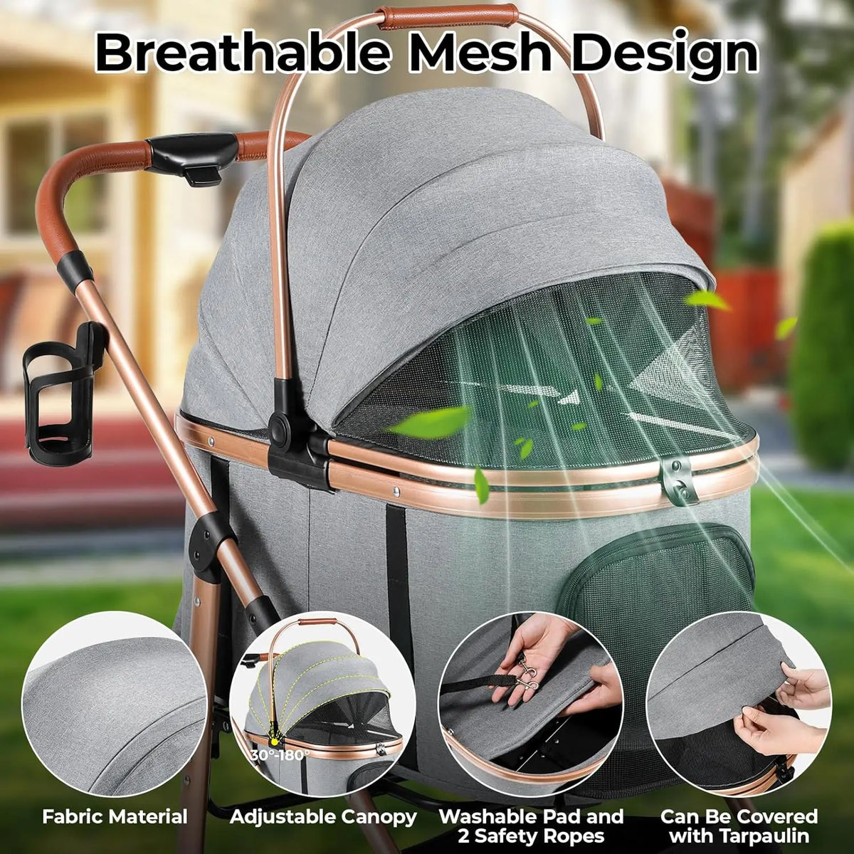 All Terrain Pet Stroller With Detachable Carrier And Folding Buggy