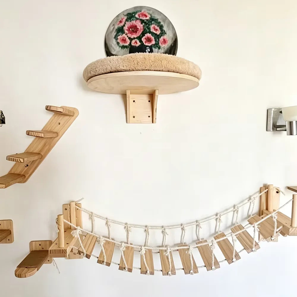 CWV Wall Mounted Cat Bridge With Sisal Climbing Steps