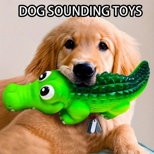Robust Rubber Crocodile Squeaky Dog Toy For Interactive Play