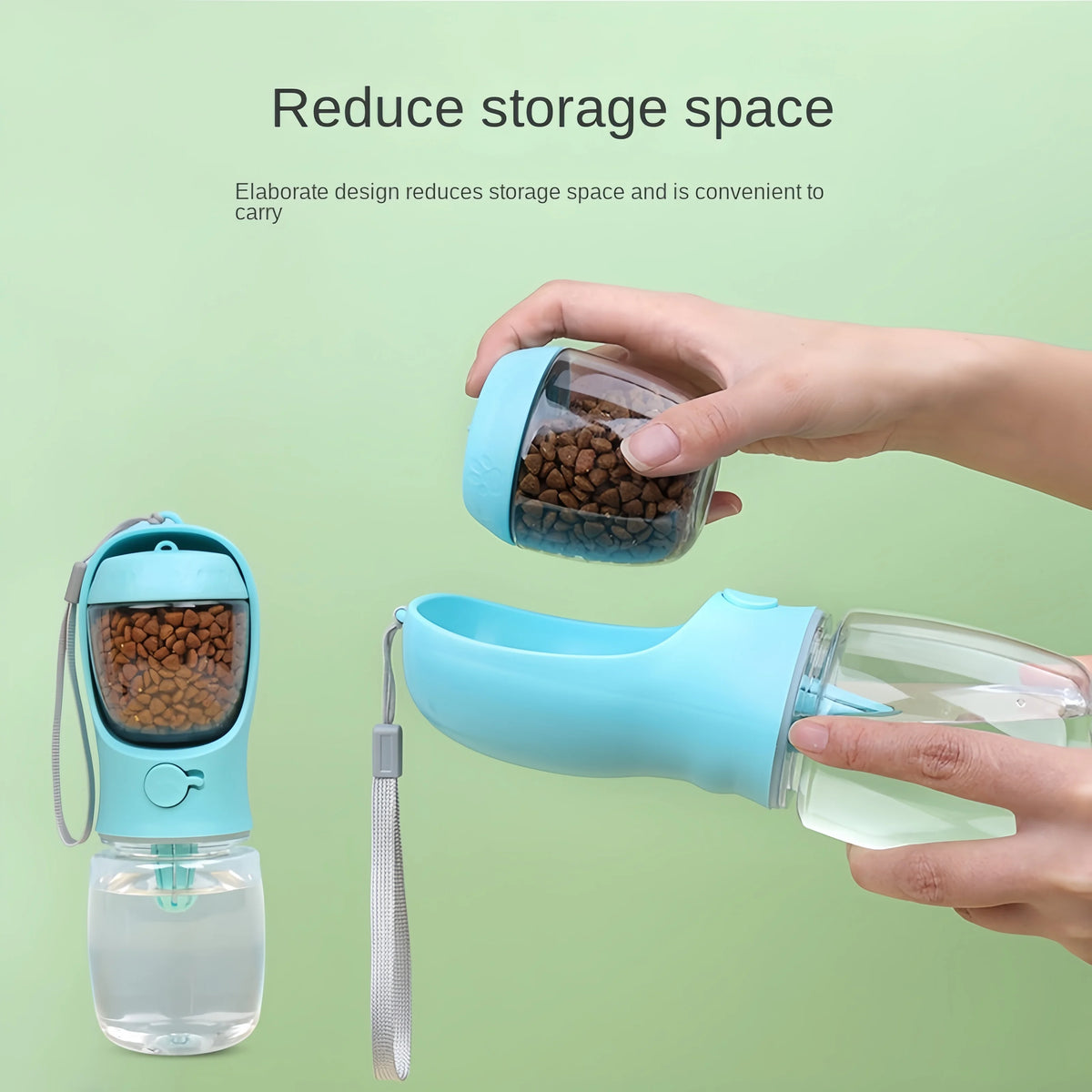 Portable Pet Water Bottle With Food Storage And Drinking Bowl