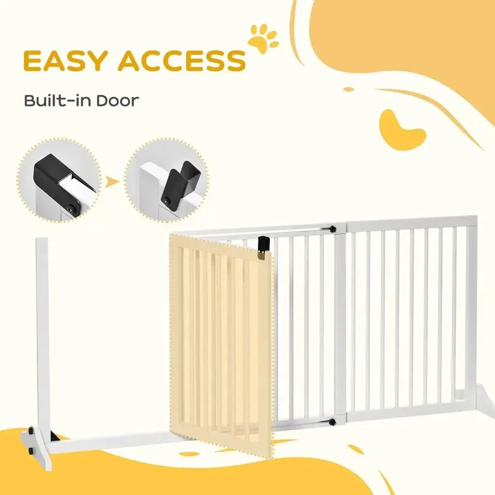 Expandable Wooden Pet Gate With Lockable Safety Barrier