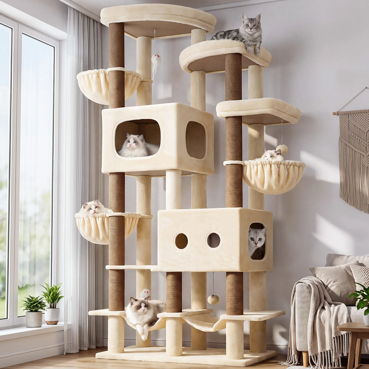 GLOBLAZER Multi Level Cat Tree With Scratching Posts And Hammocks