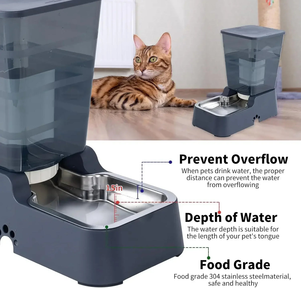 Meikuler Pet Feeder With Water Dispenser for Dogs and Cats