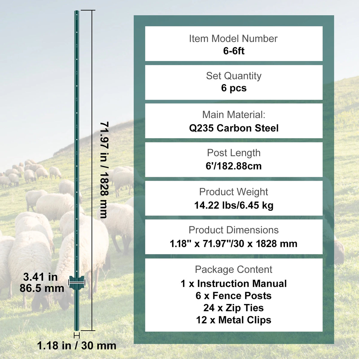 SucceBuy Fence Post T-Post Heavy Duty Metal Fence Posts Sturdy Steel Fence Stakes for GardenYard Lawn Farms&Outdoor Wire Fencing