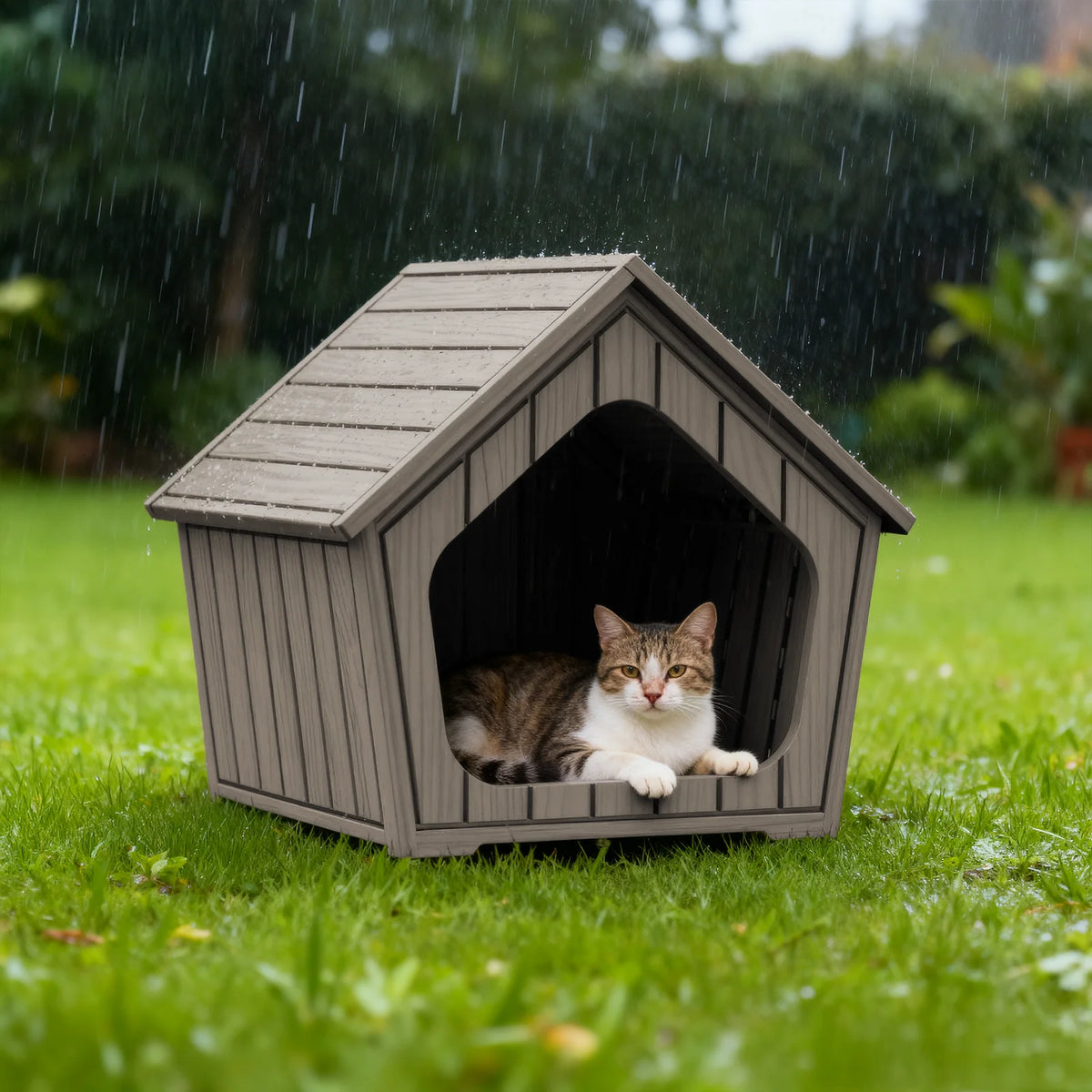 Plastic Gable Roof Pet House Waterproof Ventilated Dog Shelter