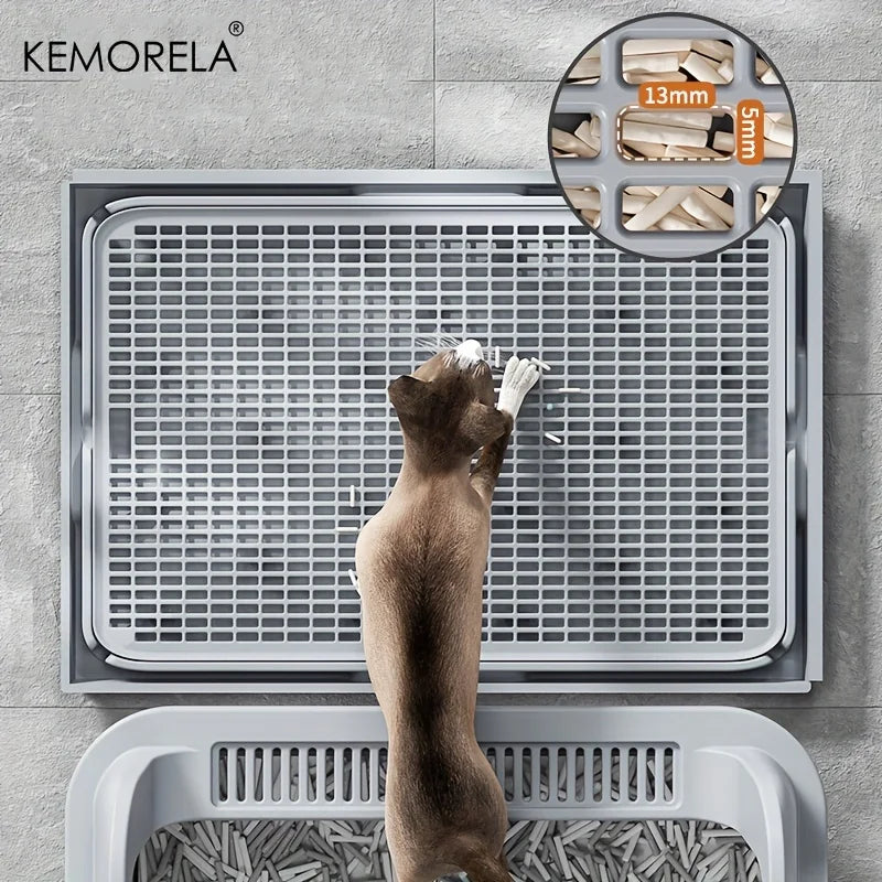 KEMORELA Stainless Steel Enclosed Cat Litter Box With Lid