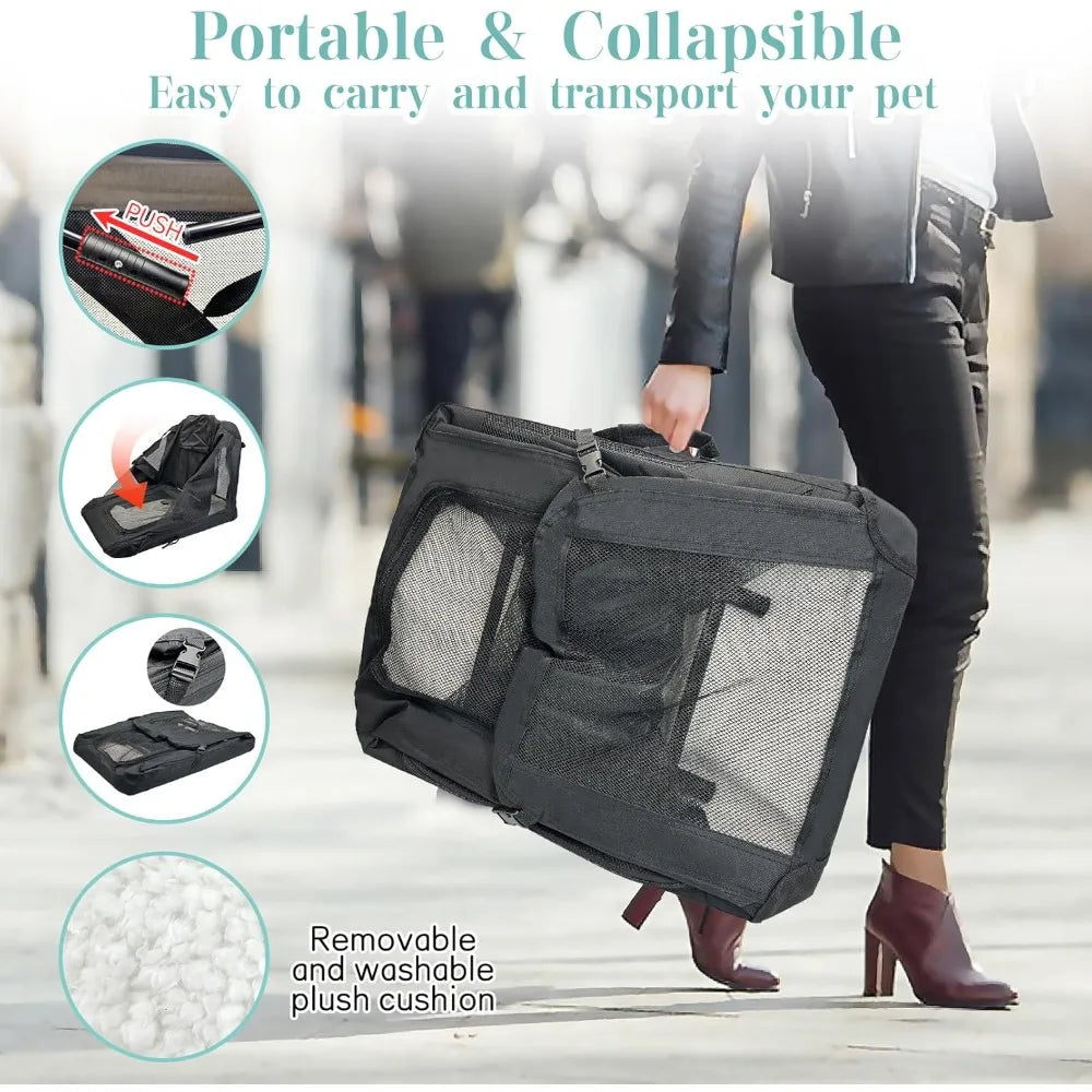 Durable Soft Sided Collapsible Pet Carrier For Travel