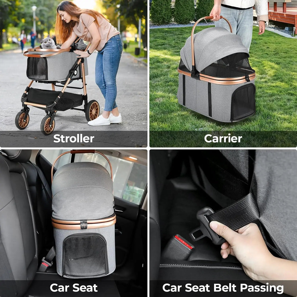 All Terrain Pet Stroller With Detachable Carrier And Folding Buggy