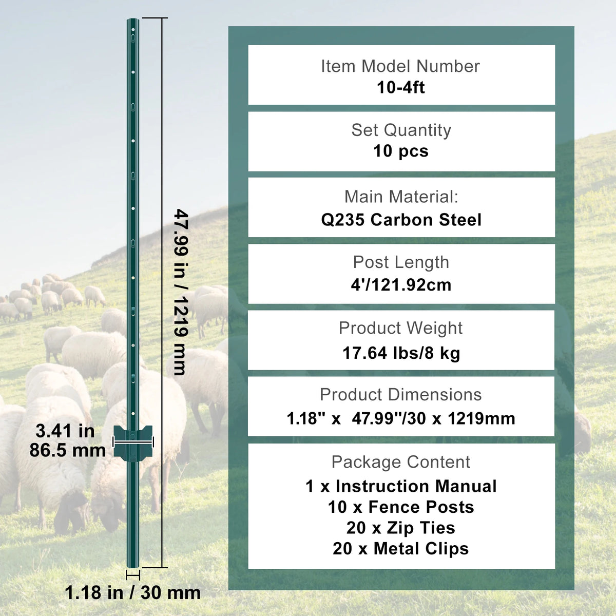SucceBuy Fence Post T-Post Heavy Duty Metal Fence Posts Sturdy Steel Fence Stakes for GardenYard Lawn Farms&Outdoor Wire Fencing