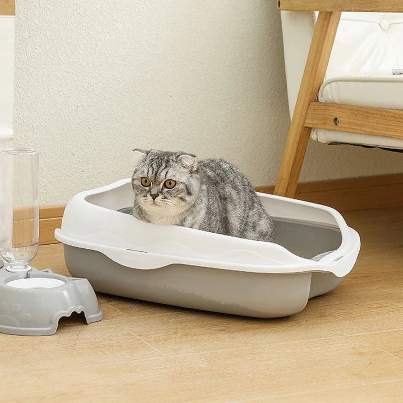 Semi Enclosed Cat Litter Box With Spatter Proof Cleaning Design