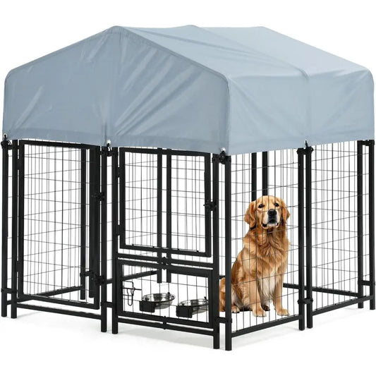 Heavy Duty Steel Outdoor Dog Kennel With Secure Lock Panels