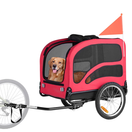 SucceBuy Dog Bike Trailer Supports up to 100 lbs Pet Cart Bicycle Carrier for Small & Large Dogs Easy Folding Frame with Wheel