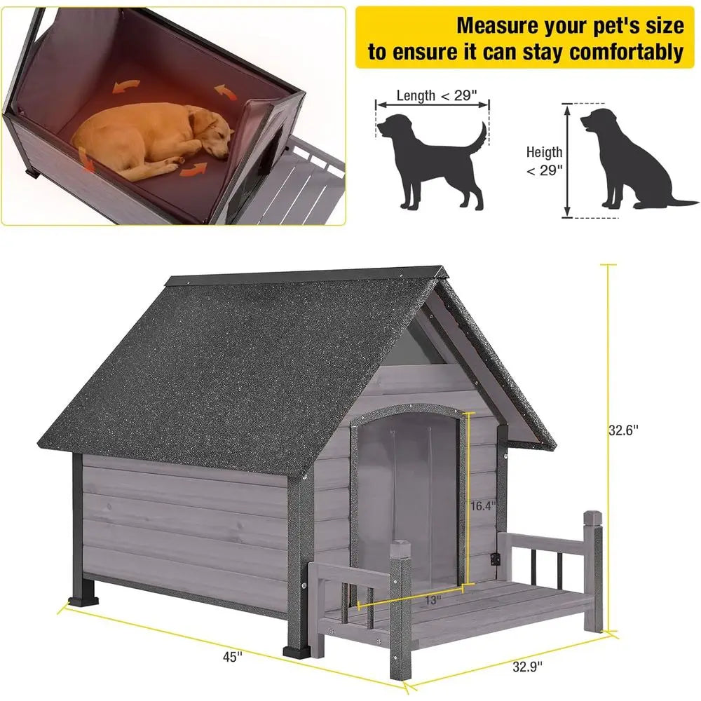 Weatherproof Insulated Dog House With Iron And Wood Frame