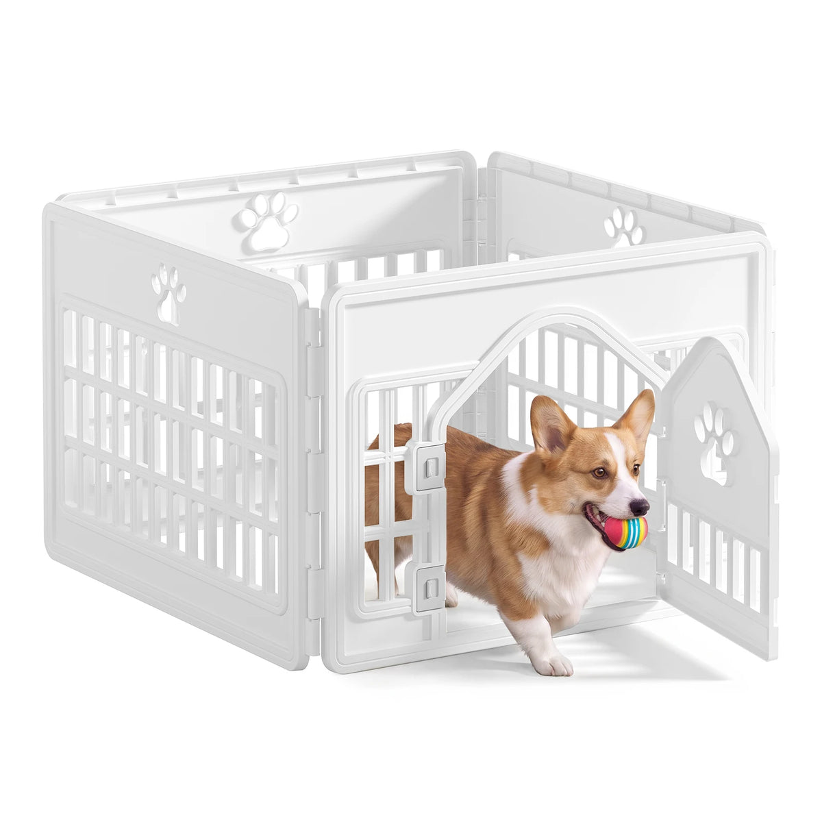 JHK Injection Molded Dog Playpen 4/6/8 Panel 24IN Expandable Durable Pet Fence for Medium Dogs Seamless Design Indoor Outdoor Folding Portable Puppy Playpen