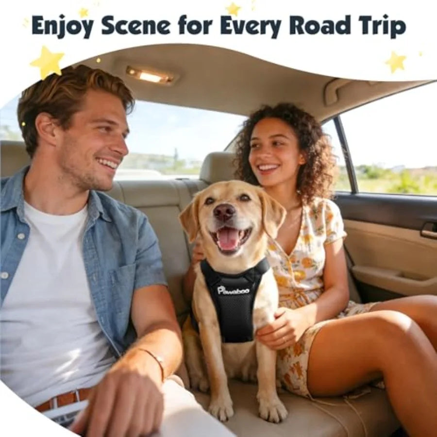 Adjustable Dog Car Harness Seatbelt Double Clips Breathable Nylon Vest
