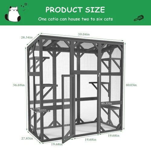 Large Outdoor Cat House With Six Platforms And Waterproof Roof