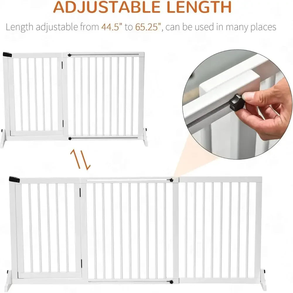 Expandable Wooden Pet Gate With Lockable Safety Barrier