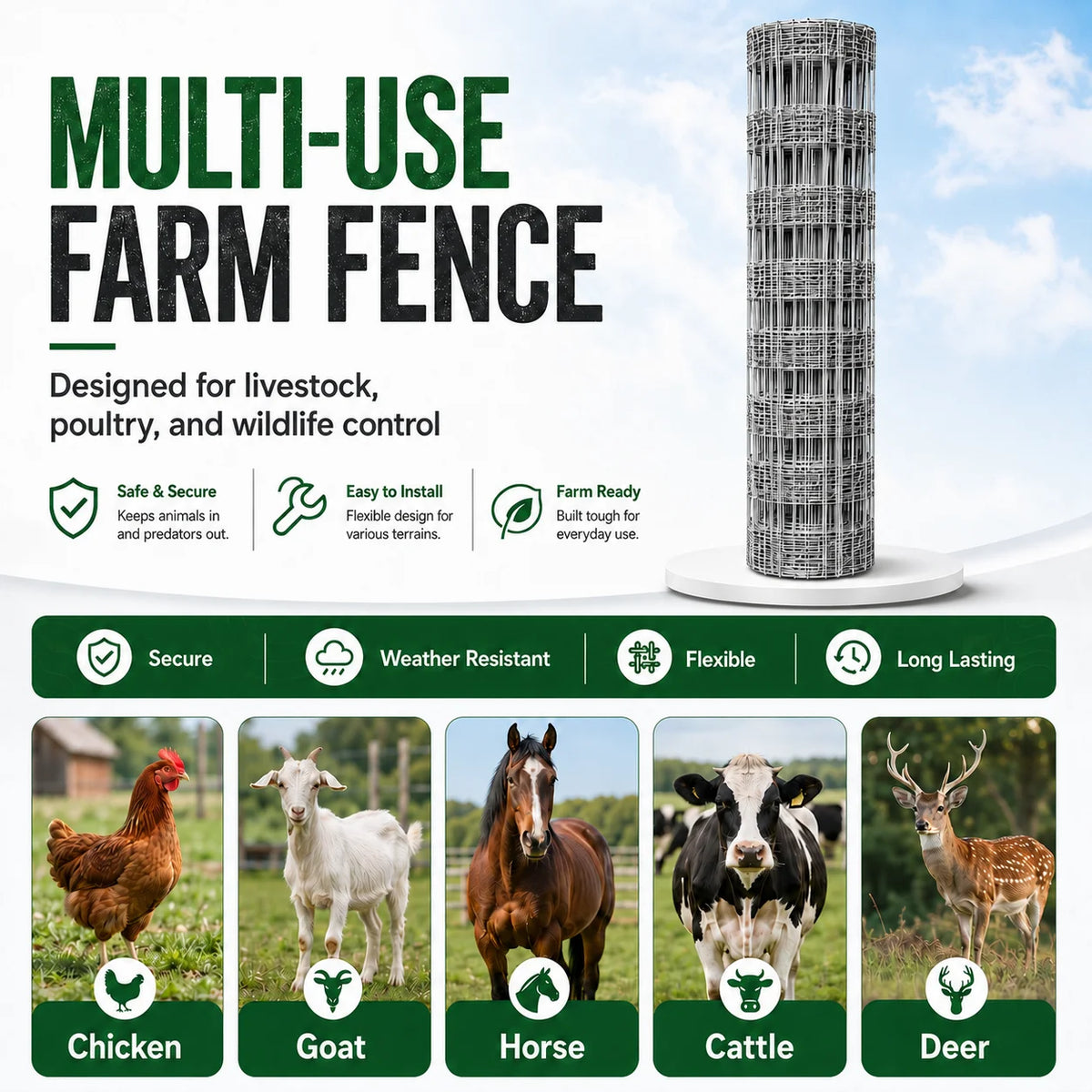 Heavy Duty Galvanized Steel Livestock Fence Wire Mesh