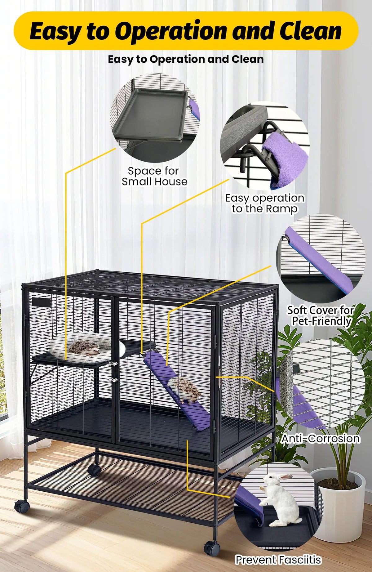 HiMISS Multi Level Small Animal Cage With Removable Tray