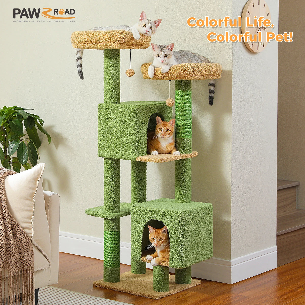 Pawz Road Cactus Cat Tower Featuring Plush Perches And Posts