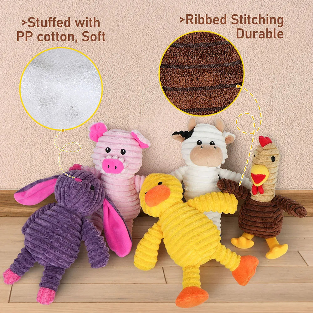 Plush Squeaky Dog Toy Assortment Bundle For Fun Chew Play