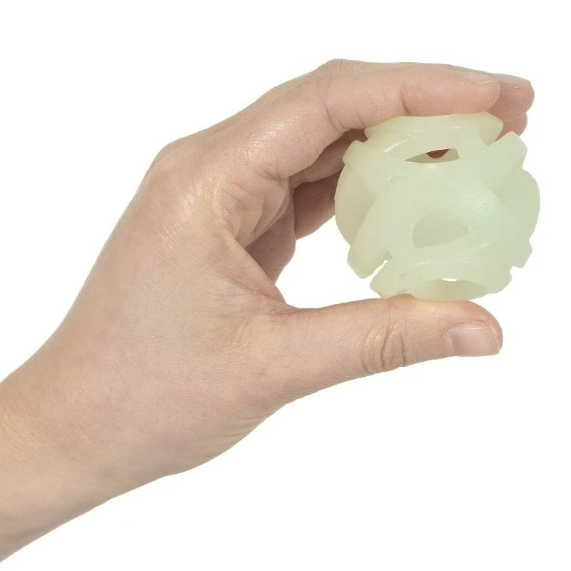 Dog Ball Fetch Hard Breathe Easy Rubber Toy for Dogs, Small 2" for Breeds up to 20 lb, Pack of 2, White Glow in the Dark