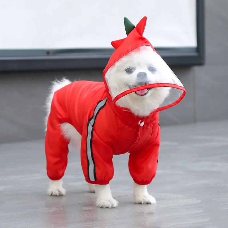 Premium Waterproof Reflective Four Legged Dog Rain Jacket