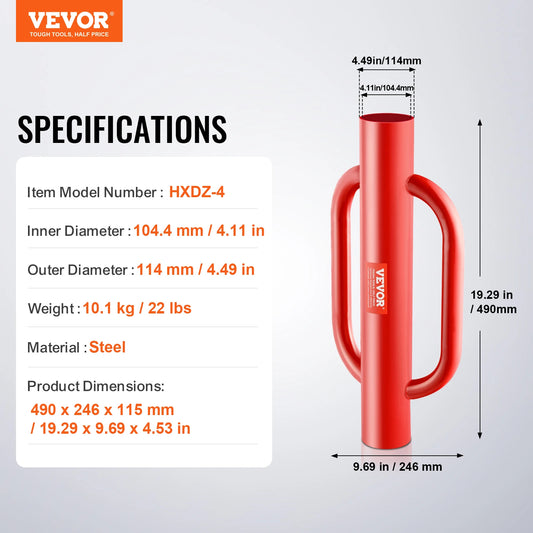 VEVOR Heavy Duty Carbon Steel Handheld Fence Post Driver